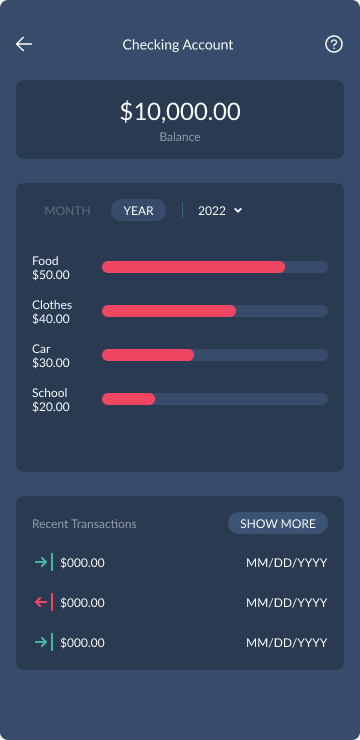 Kidough checking account view